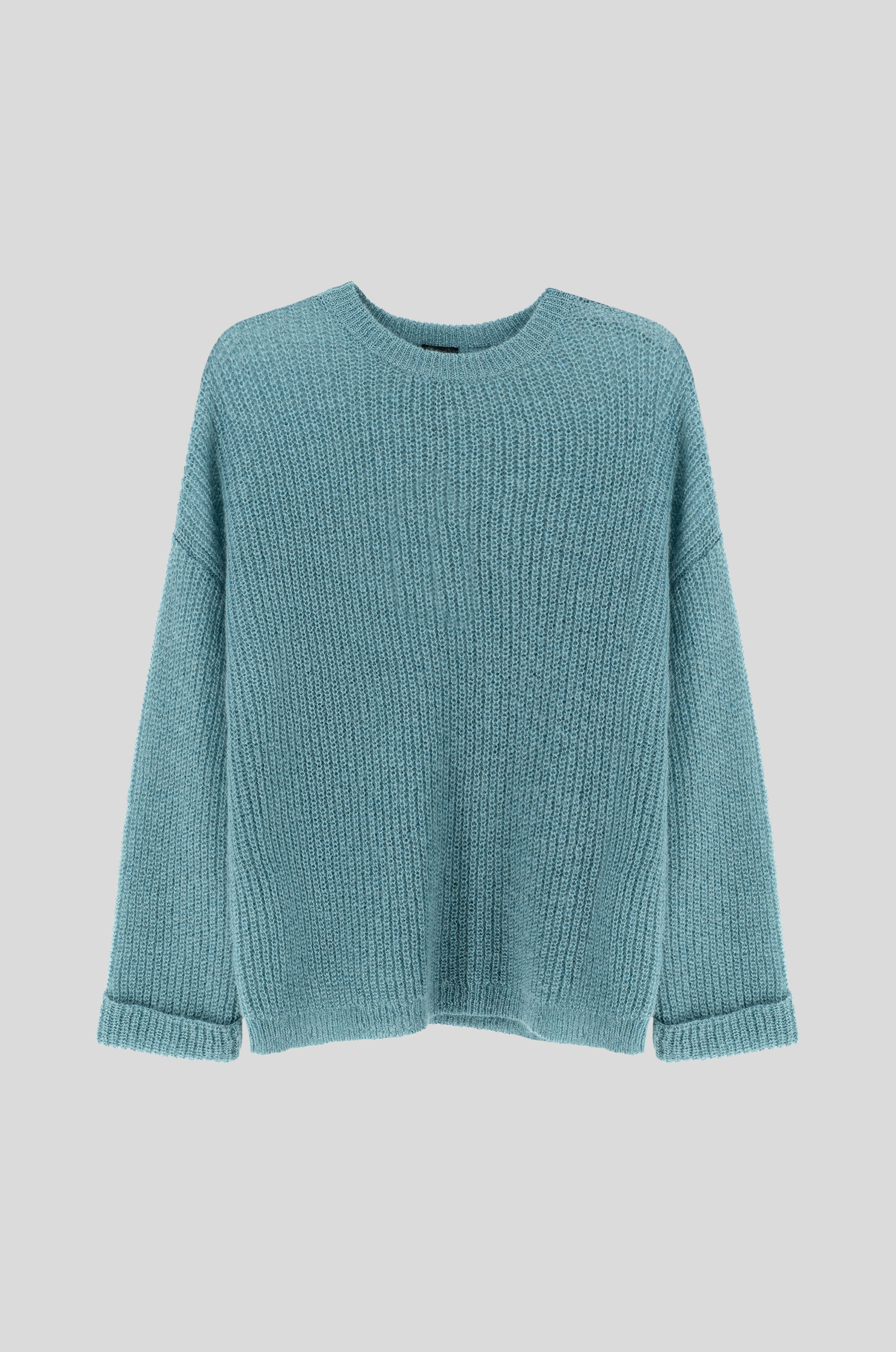 Błękitny sweter z wełną i moherem