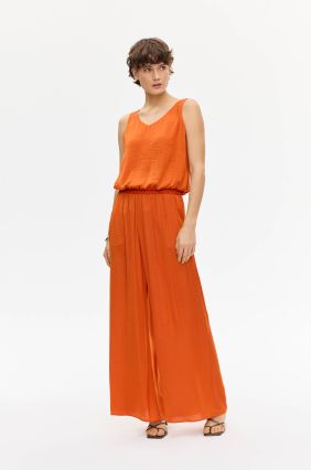 Pomarańczowe spodnie wide leg