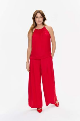 Satynowy czerwony top