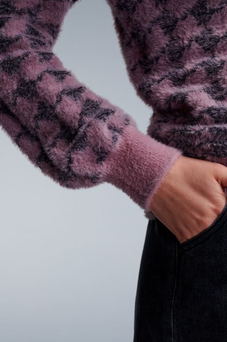 Żakardowy sweter w pepitkę Solar Obraz 3