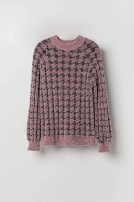 Żakardowy sweter w pepitkę Solar Obraz 5
