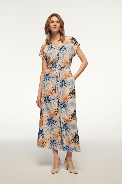 Sukienka z wiskozy w palmy Solar Obraz 1
