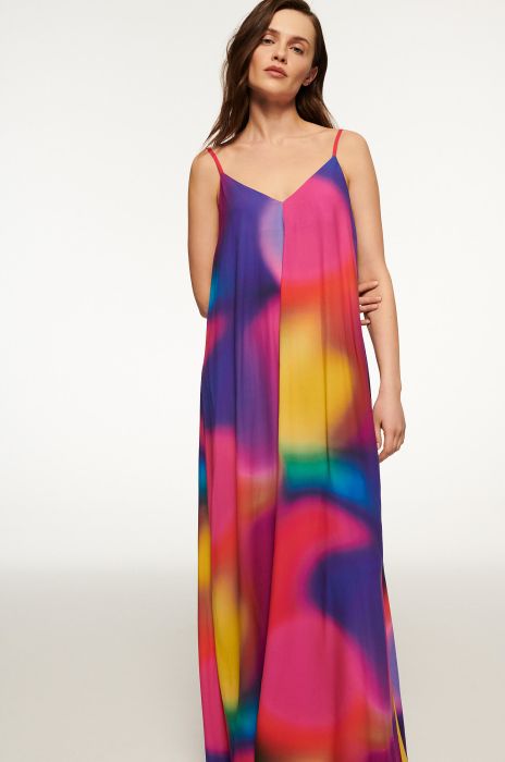 Kolorowa sukienka maxi Solar Obraz 3