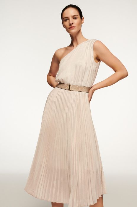 Plisowana sukienka na jedno ramię Solar Obraz 2