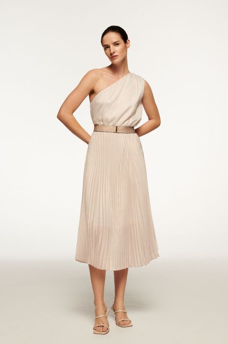 Plisowana sukienka na jedno ramię Solar Obraz 1