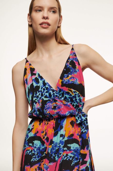 Sukienka midi w kolorowy print Solar Obraz 3