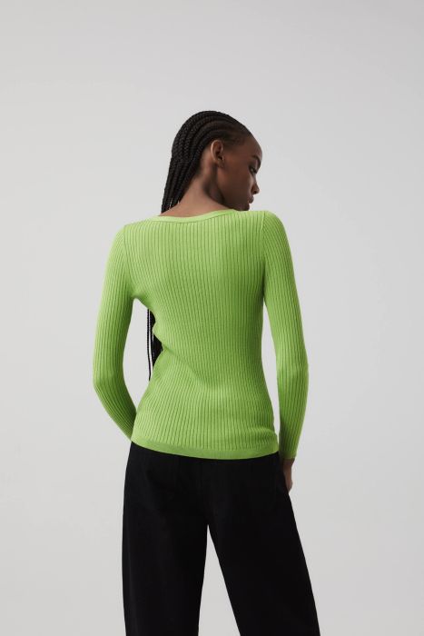 Bluzka z prążkowanej dzianiny Solar Obraz 3