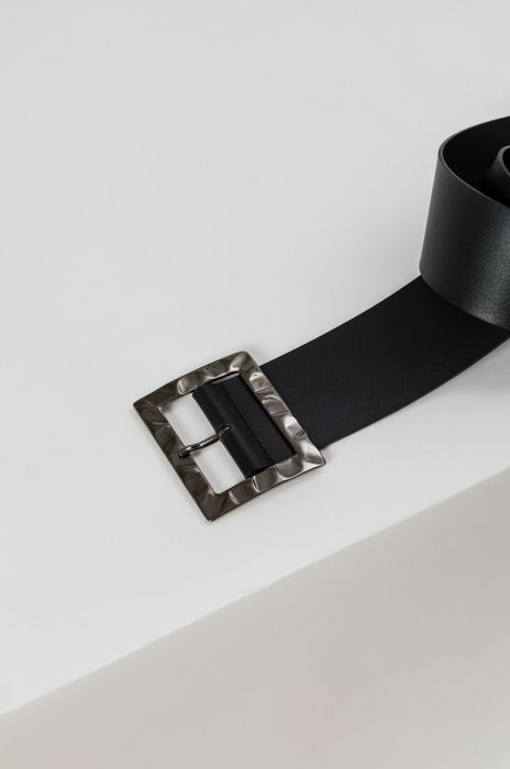 Skórzany pasek z kwadratową klamrą Solar Obraz 2