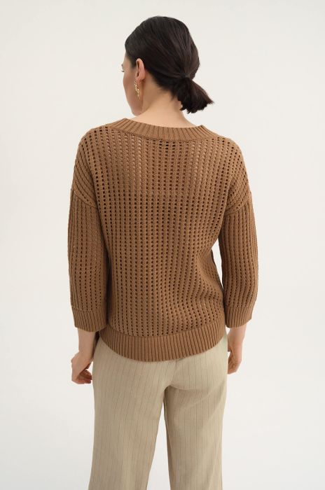 Ażurowy sweter z bawełną Solar Obraz 4