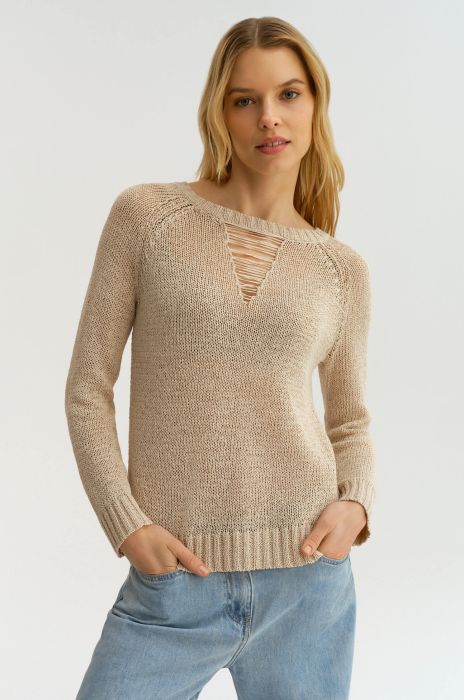 Sweter z lnem Solar Obraz 2