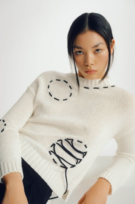 Bawełniany sweter z autorską aplikacją Solar Obraz 1