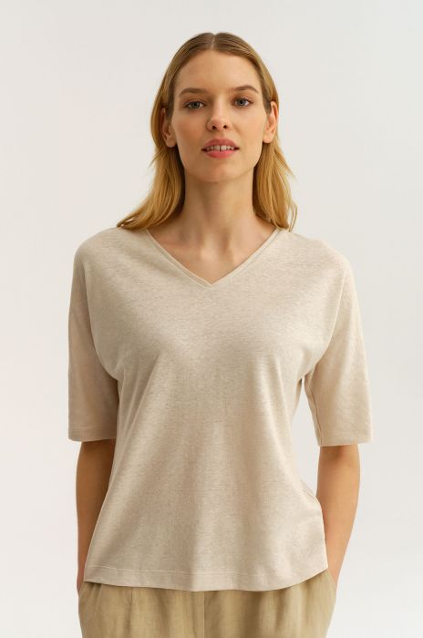 Bluzka z lnem i bawełną Solar Obraz 2