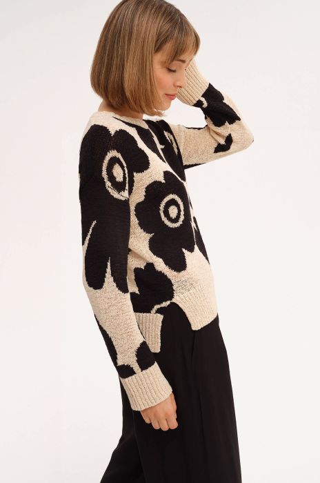 Sweter z autorskim printem w kwiaty Solar Obraz 2