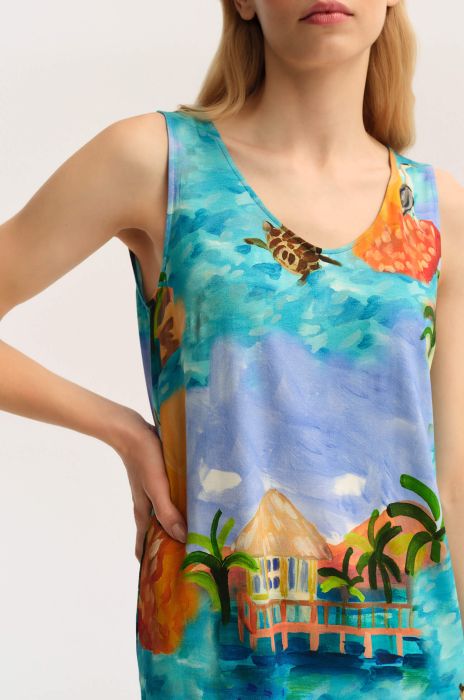 Trykotowa sukienka mini z printem Solar Obraz 3