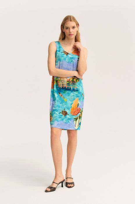 Trykotowa sukienka mini z printem Solar Obraz 1