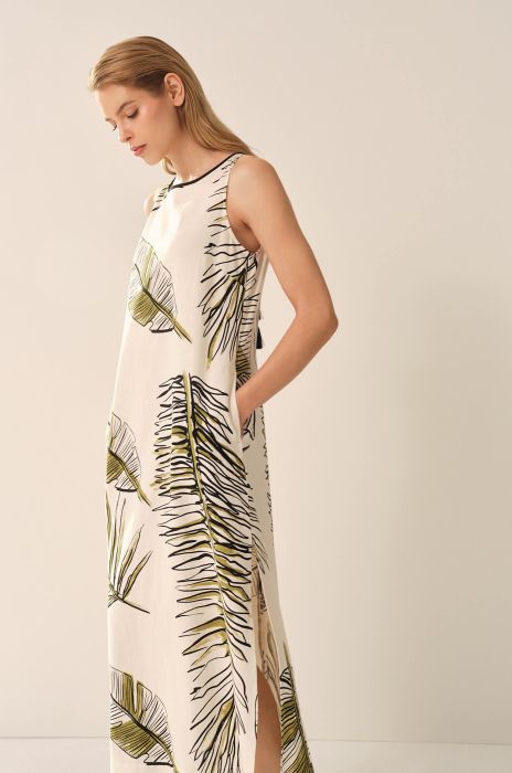 Sukienka midi z autorskim printem Solar Obraz 2