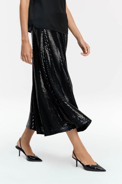 Rozkloszowana spódnica z cekinami Solar Obraz 3