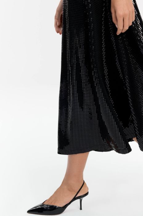 Rozkloszowana spódnica z cekinami Solar Obraz 5