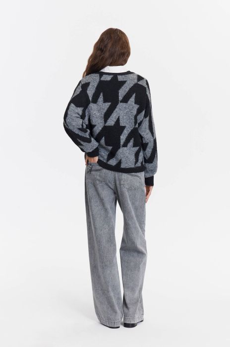 Sweter w pepitę Solar Obraz 4