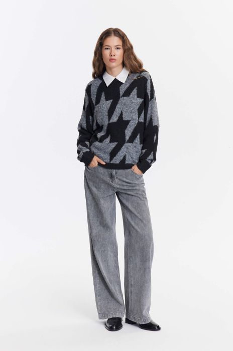 Sweter w pepitę Solar Obraz 1