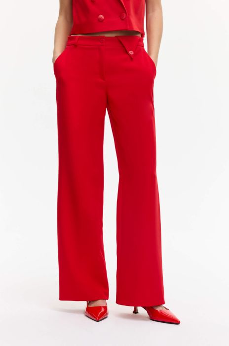 Czerwone spodnie typu wide leg Solar Obraz 2