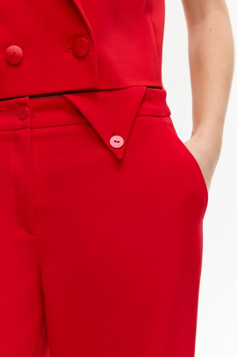 Czerwone spodnie typu wide leg Solar Obraz 3