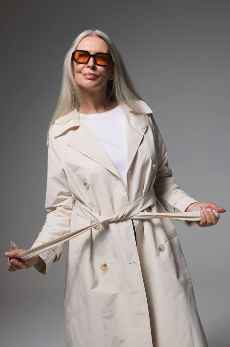 Dwurzędowy trencz z paskiem Solar Obraz 2