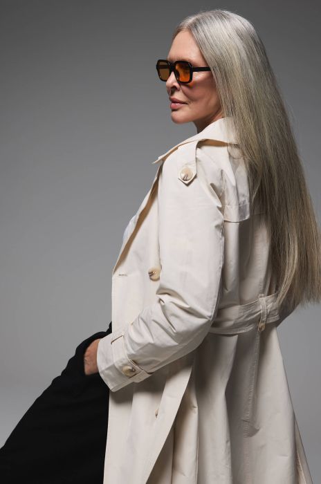 Dwurzędowy trencz z paskiem Solar Obraz 3