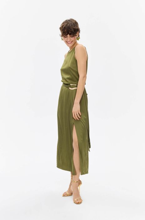 Satynowa sukienka khaki Solar Obraz 2