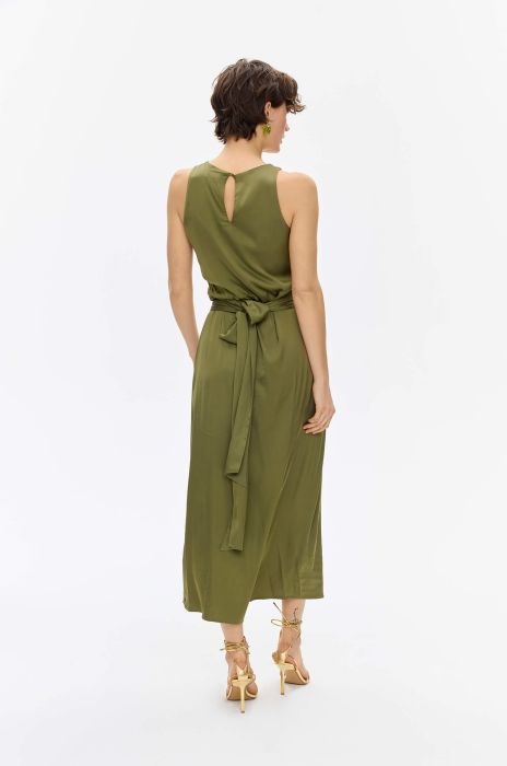 Satynowa sukienka khaki Solar Obraz 4