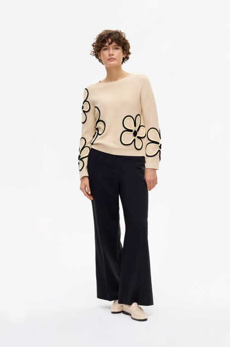 Beżowy sweter w kwiaty Solar Obraz 1