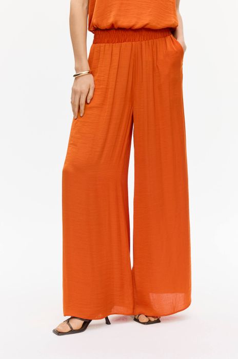 Pomarańczowe spodnie wide leg Solar Obraz 2