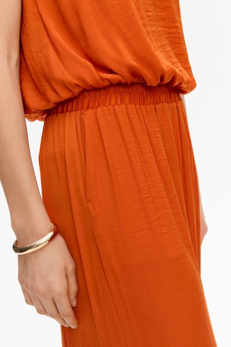 Pomarańczowe spodnie wide leg Solar Obraz 3