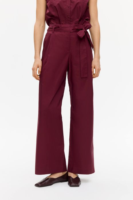 Spodnie wide leg w kolorze marsala Solar Obraz 2