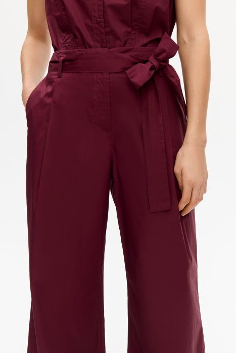 Spodnie wide leg w kolorze marsala Solar Obraz 3