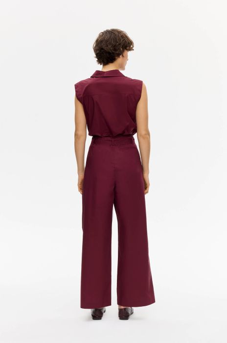 Spodnie wide leg w kolorze marsala Solar Obraz 4