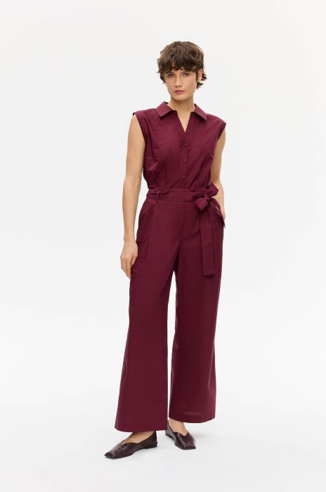 Spodnie wide leg w kolorze marsala Solar Obraz 1