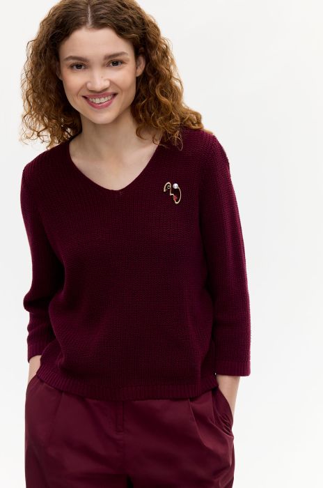Strukturalny sweter marsala Solar Obraz 2
