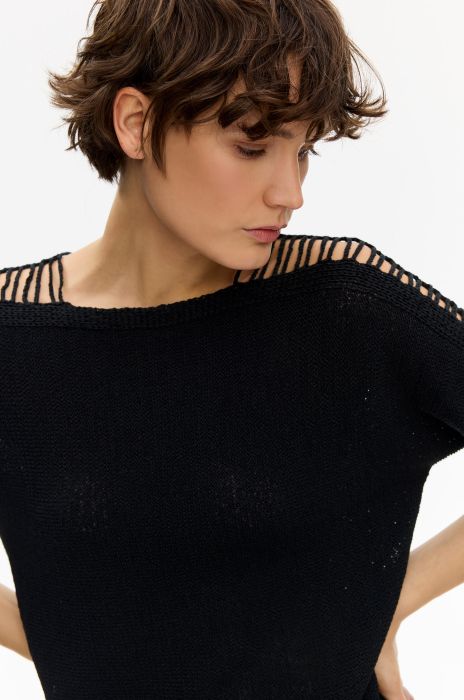 Dzianinowy sweter z ozdobnym ściegiem Solar Obraz 4