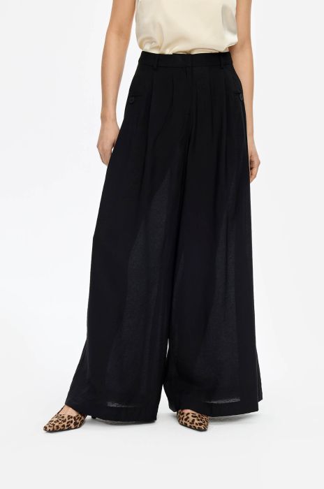 Czarne spodnie wide leg Solar Obraz 2