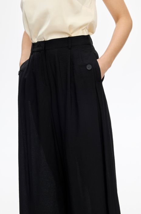 Czarne spodnie wide leg Solar Obraz 3