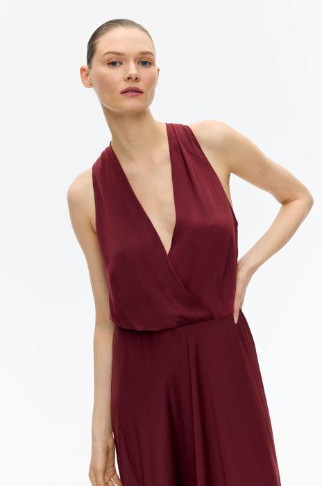 Sukienka maxi w kolorze marsala Solar Obraz 4