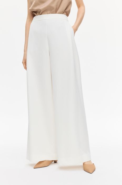 Spodnie ecru typu wide leg Solar Obraz 2