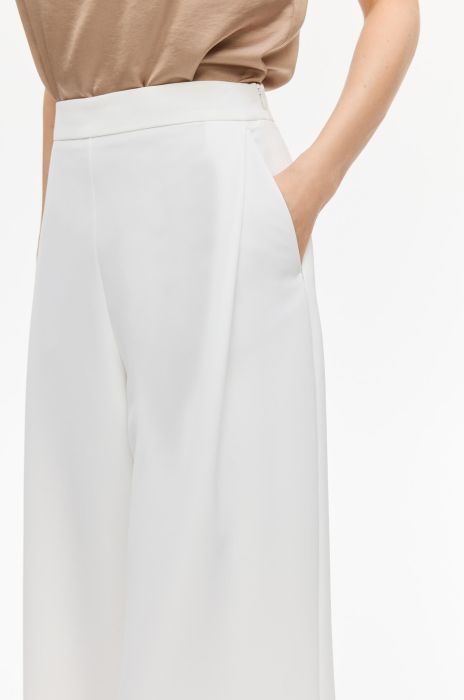 Spodnie ecru typu wide leg Solar Obraz 3