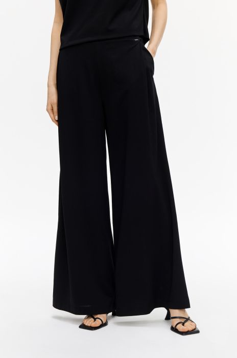 Czarne spodnie wide leg Solar Obraz 2