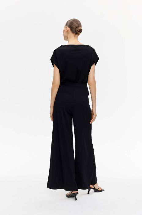Czarne spodnie wide leg Solar Obraz 4