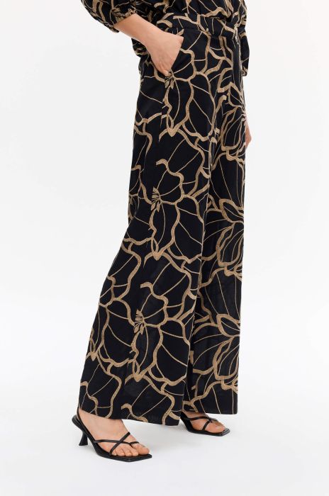 Czarne spodnie wide leg z haftem Solar Obraz 3