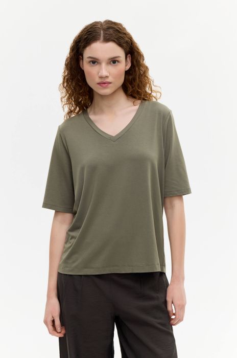Wiskozowa bluzka khaki Solar Obraz 2