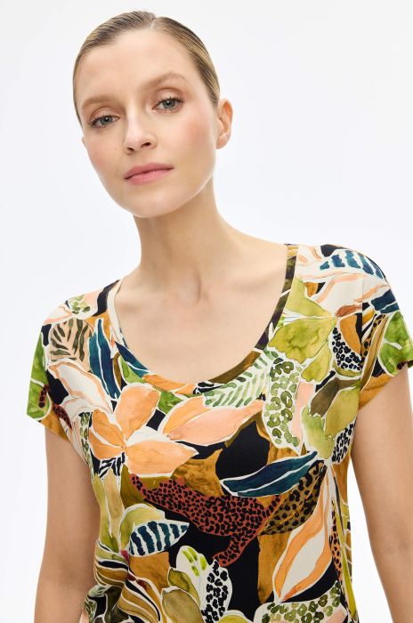 Trykotowa bluzka w kwiatowy print Solar Obraz 3