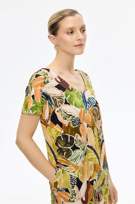 Trykotowa sukienka w kwiatowy print Solar Obraz 2